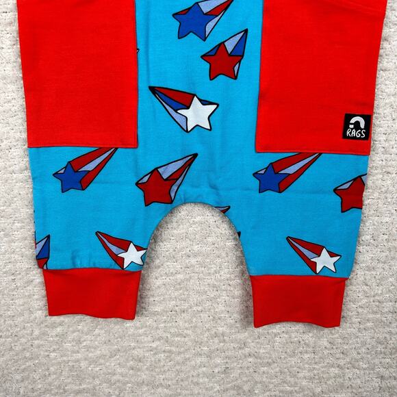 Rags to Raches Boys Romper 18-24M Blue Shooting Star Stretch Patriotic Tank - Picture 5 of 8